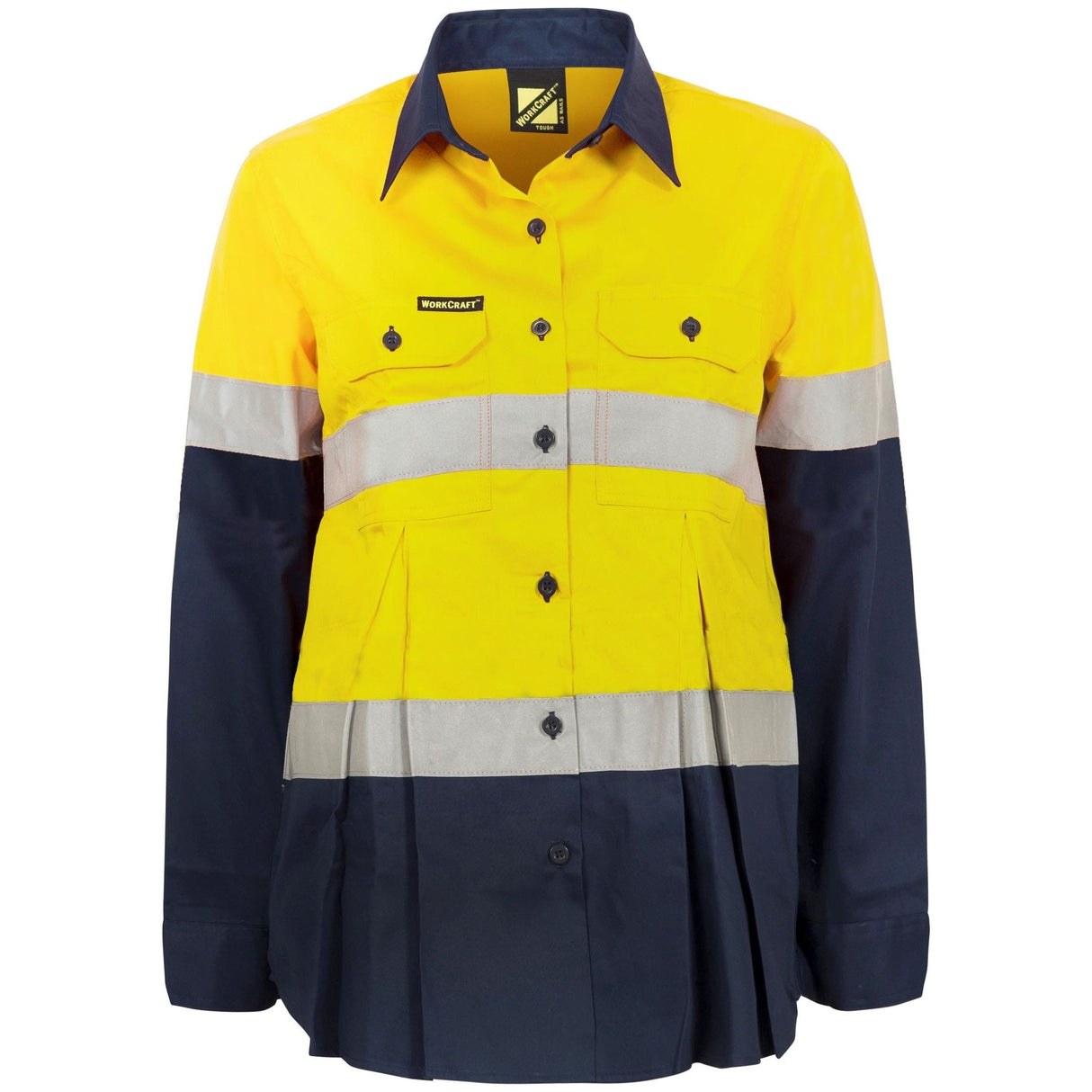 WSL601 Workcraft Maternity Lightweight Hi Vis Long Sleeve Vented Reflective Cotton Drill Shirt With Tape