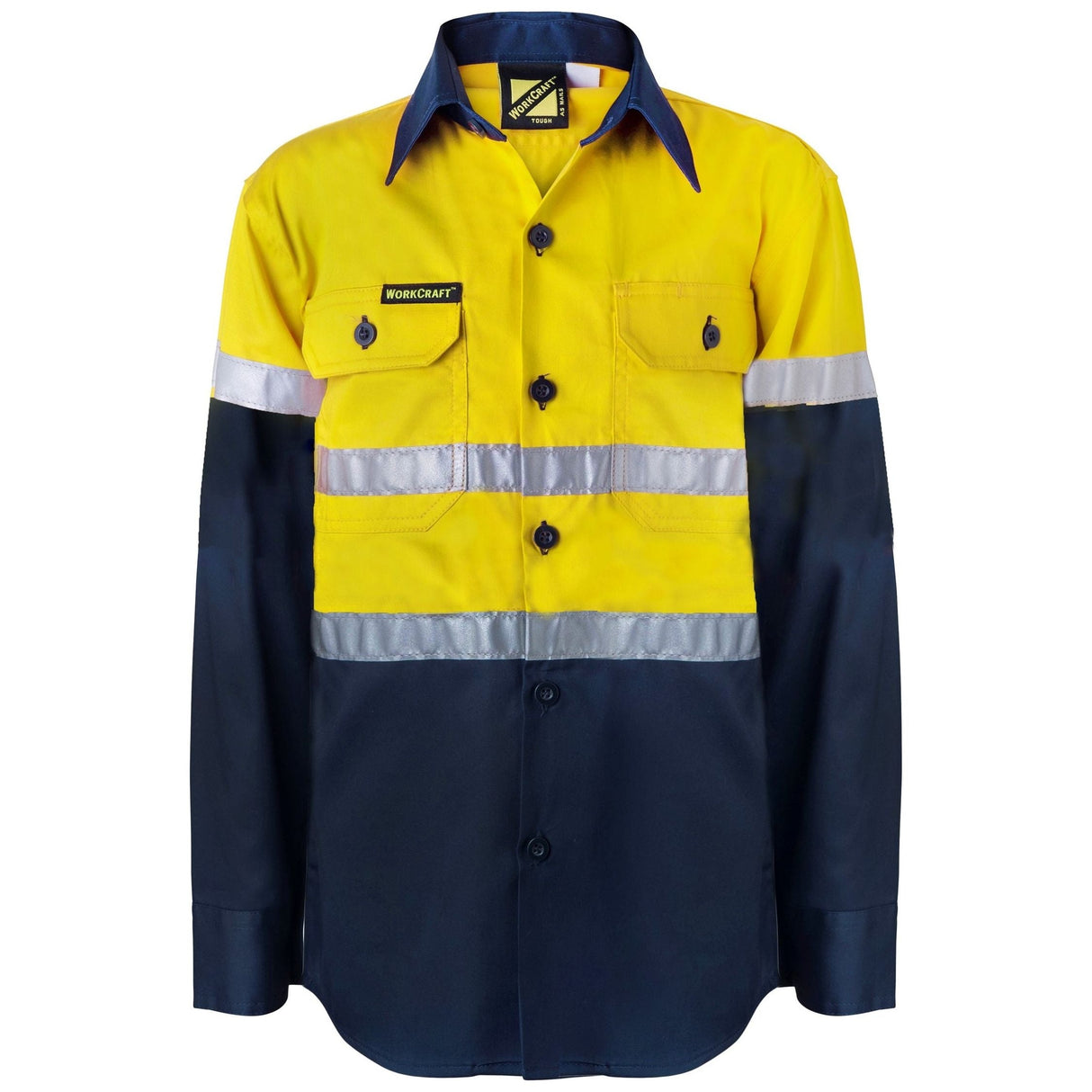 WSK125 Workcraft Kids Lightweight Hi Vis Long Sleeve Reflective Cotton Drill Shirt With Tape