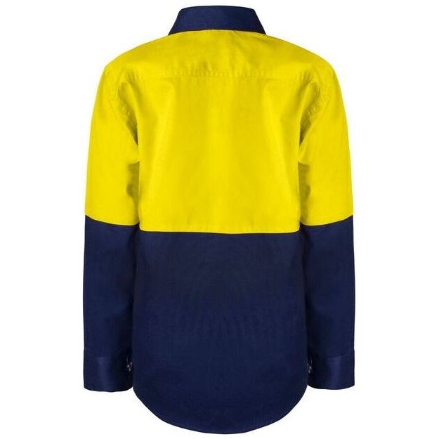 WSK127 Workcraft Kids LIghtweight Hi Vis Long Sleeve Cotton Drill Shirt