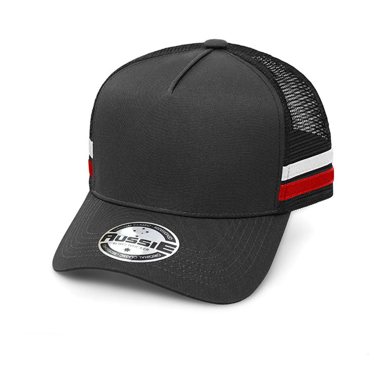 AH456 Striped Trucker Cap - Embroidered
