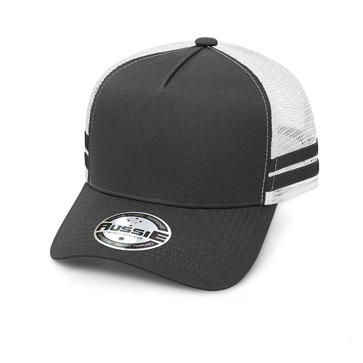 AH456 Striped Trucker Cap - Embroidered
