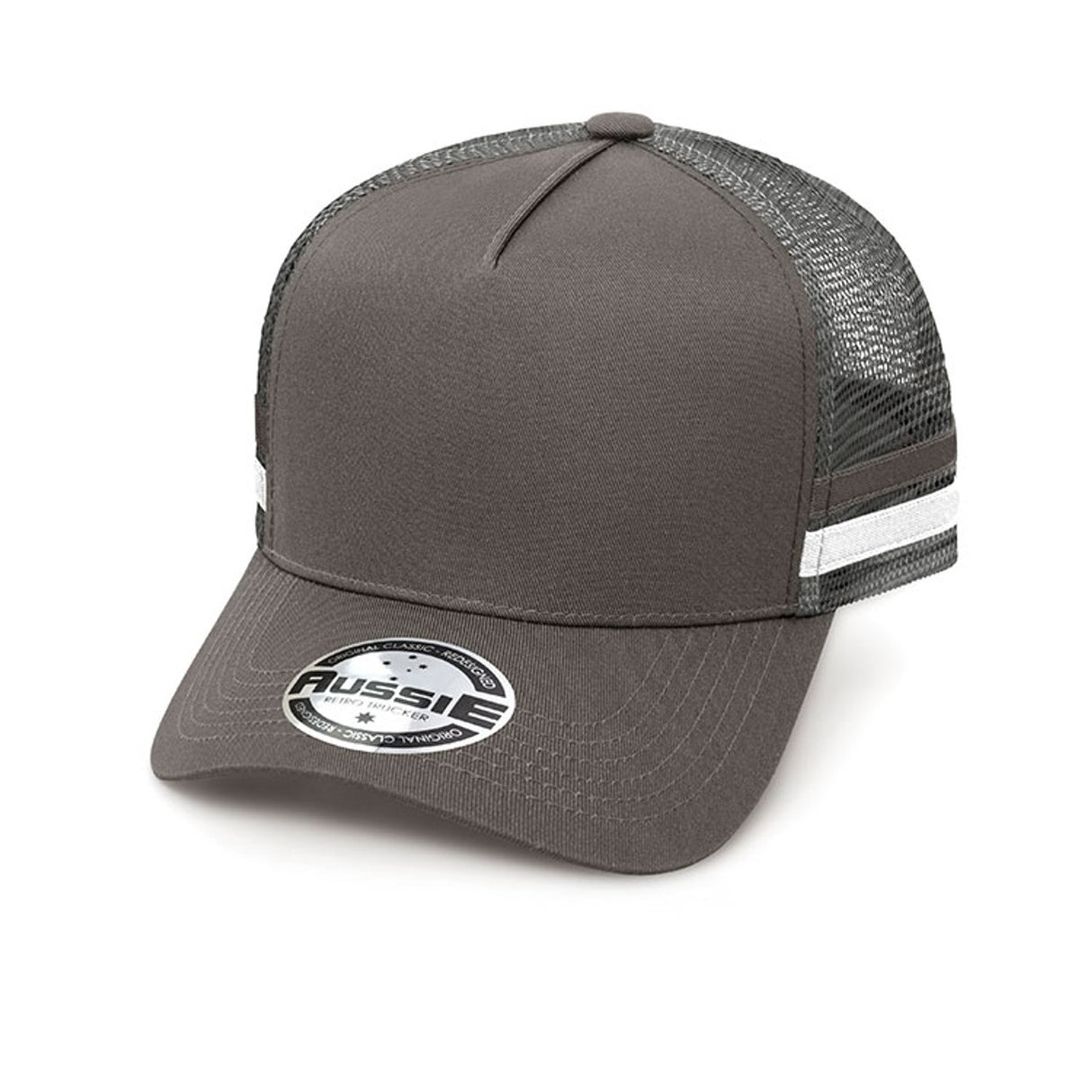 AH456 Striped Trucker Cap - Embroidered