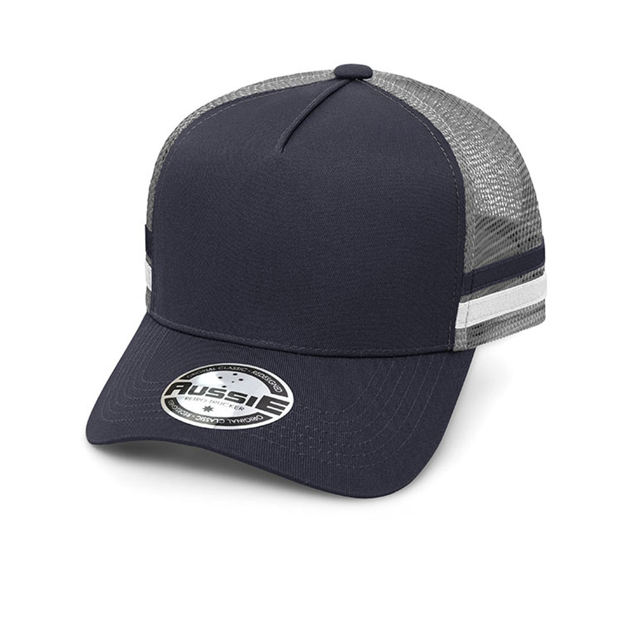AH456 Striped Trucker Cap - Embroidered