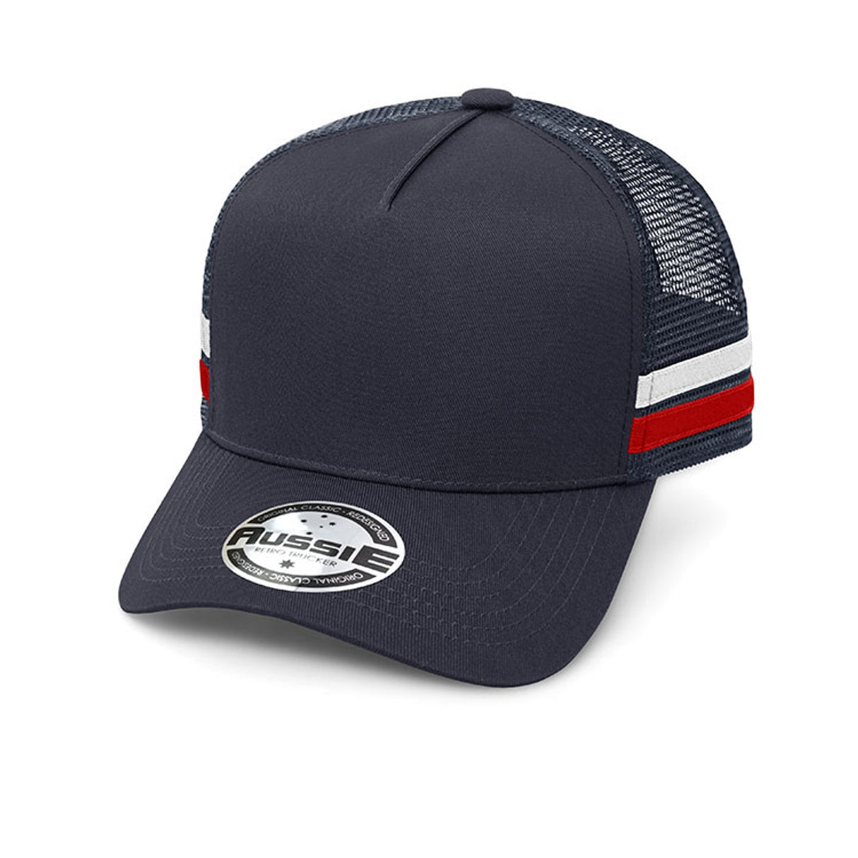 AH456 Striped Trucker Cap - Embroidered