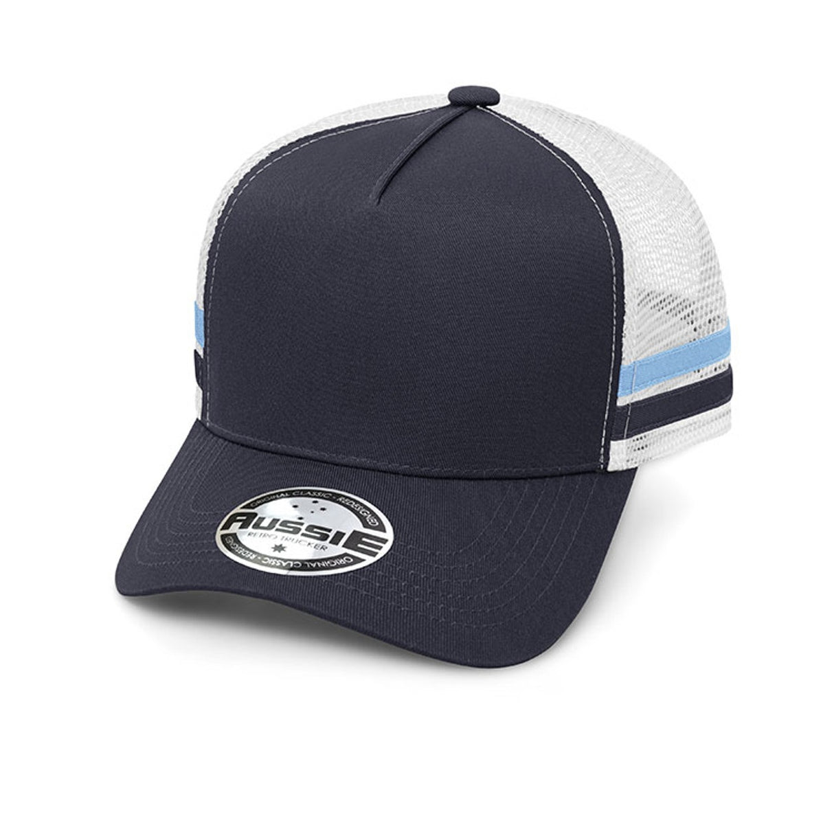 AH456 Striped Trucker Cap - Embroidered