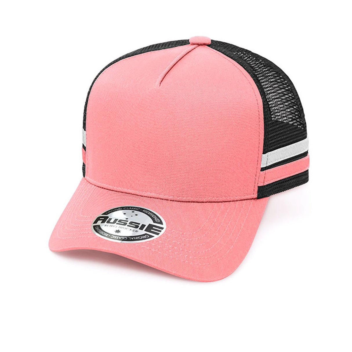 AH456 Striped Trucker Cap - Embroidered