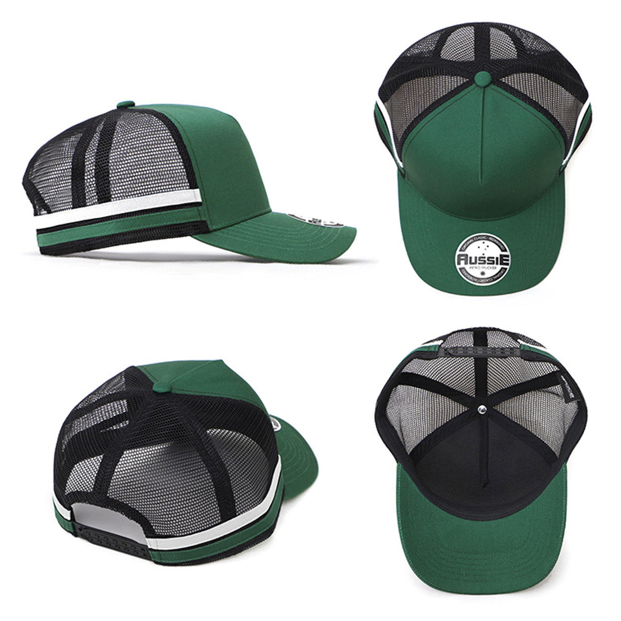 AH456 Striped Trucker Cap - Embroidered