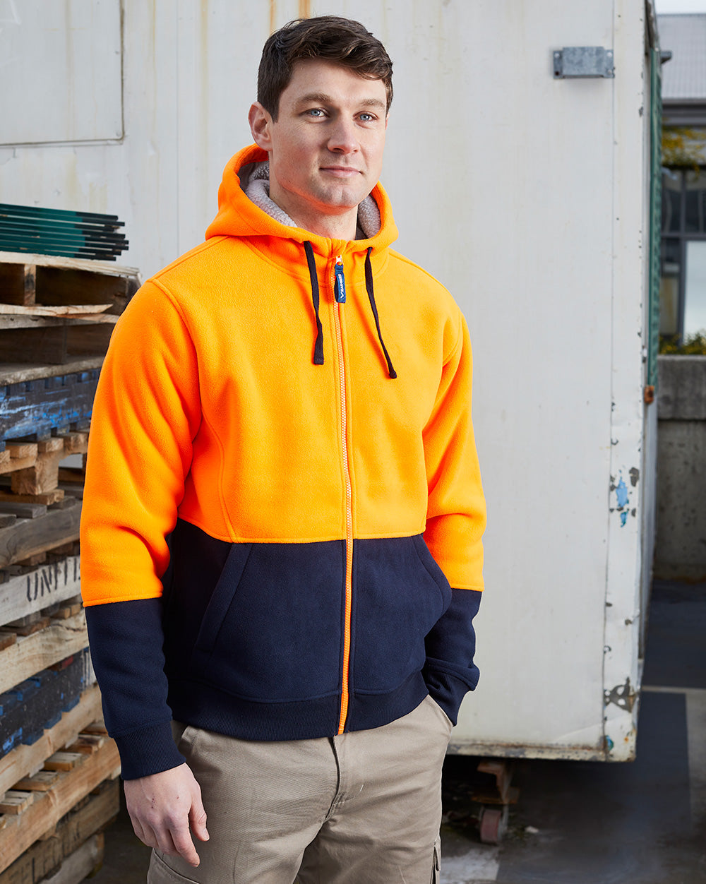 Rainbird Taylor Sherpa Hoodie - Orange/Navy