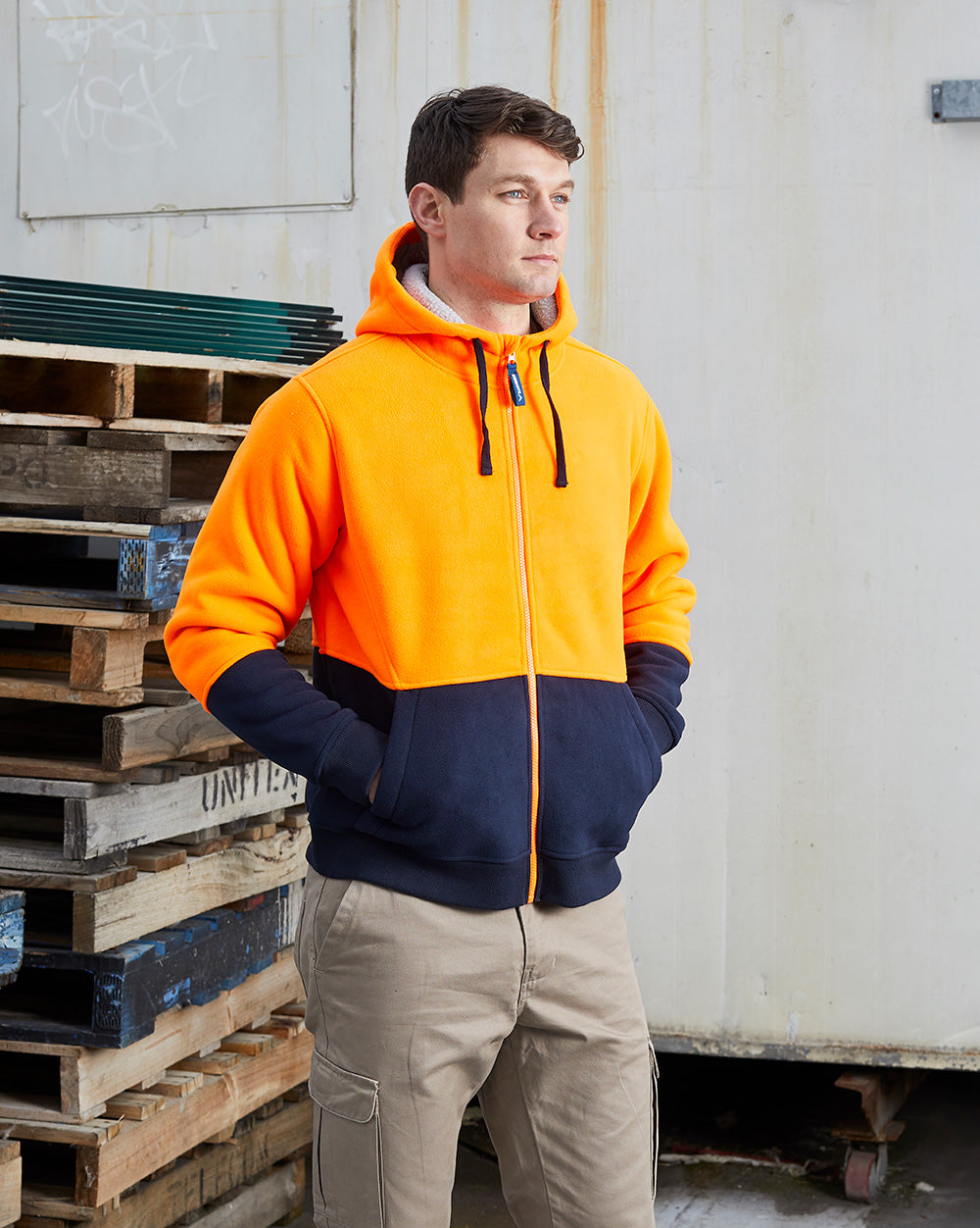 Rainbird Taylor Sherpa Hoodie - Orange/Navy