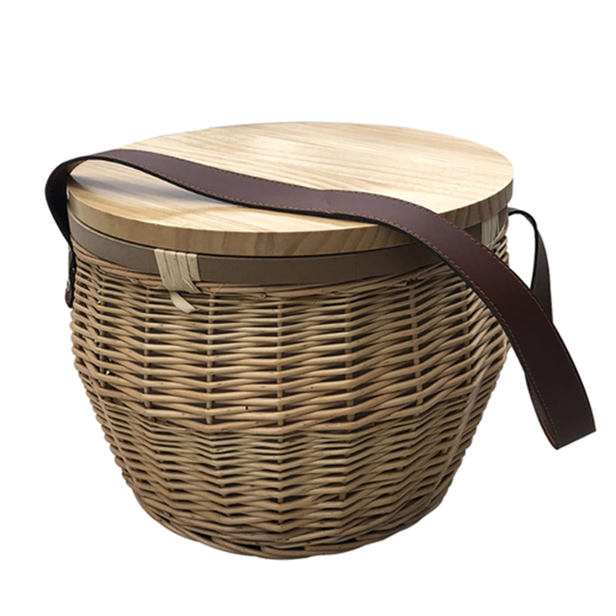 Wicker Picnic Cooler Basket Round - Engraved