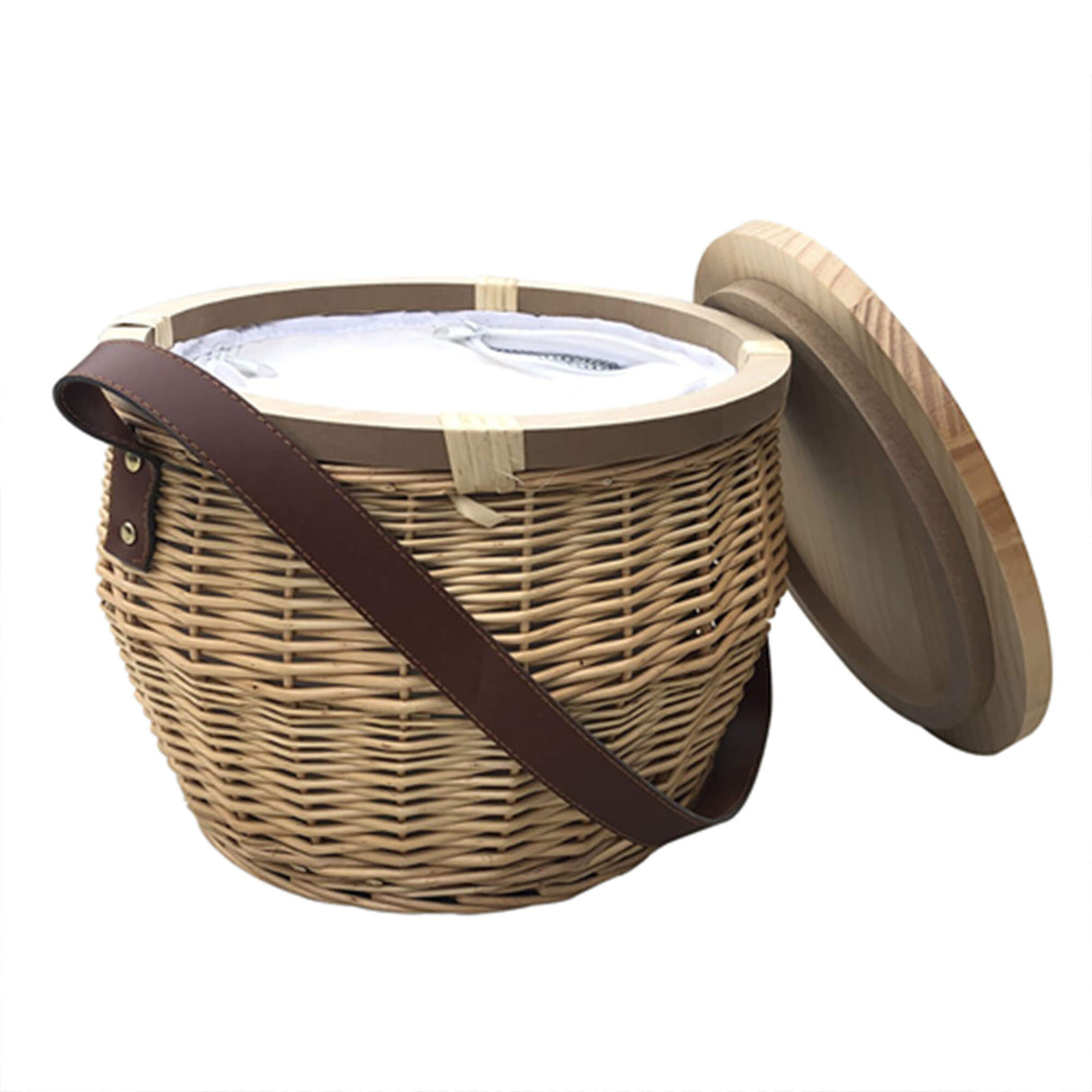 Wicker Picnic Cooler Basket Round - Engraved
