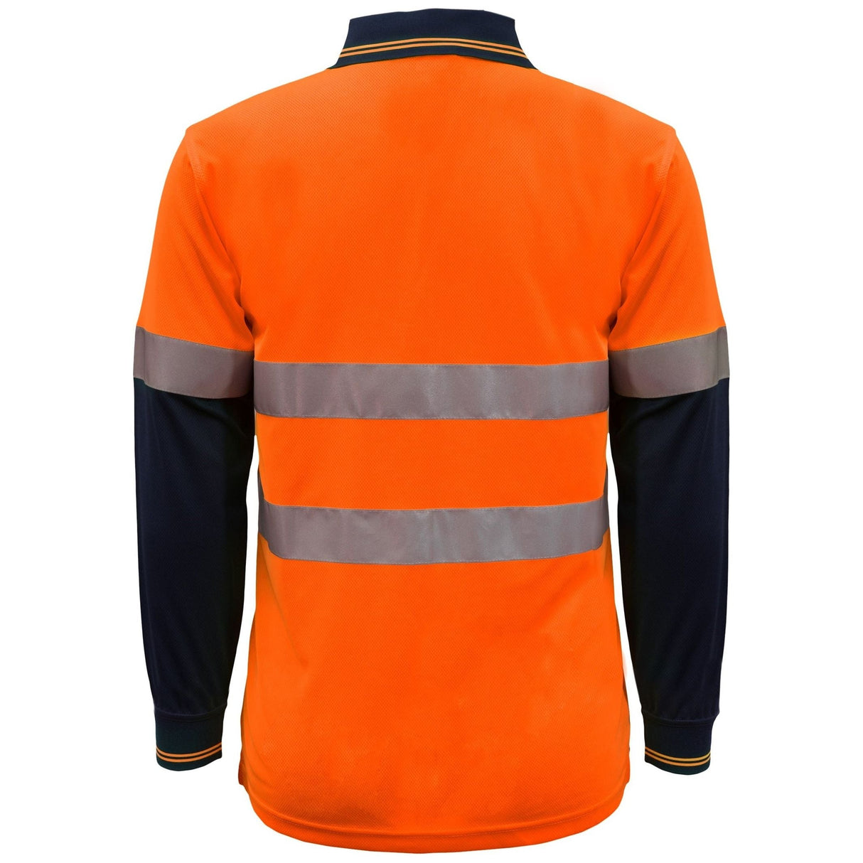 WSP409 Workcraft Hi Vis Two Tone Lightweight Long Sleeve Micromesh Polo With Pocket And CSR Reflective Tape