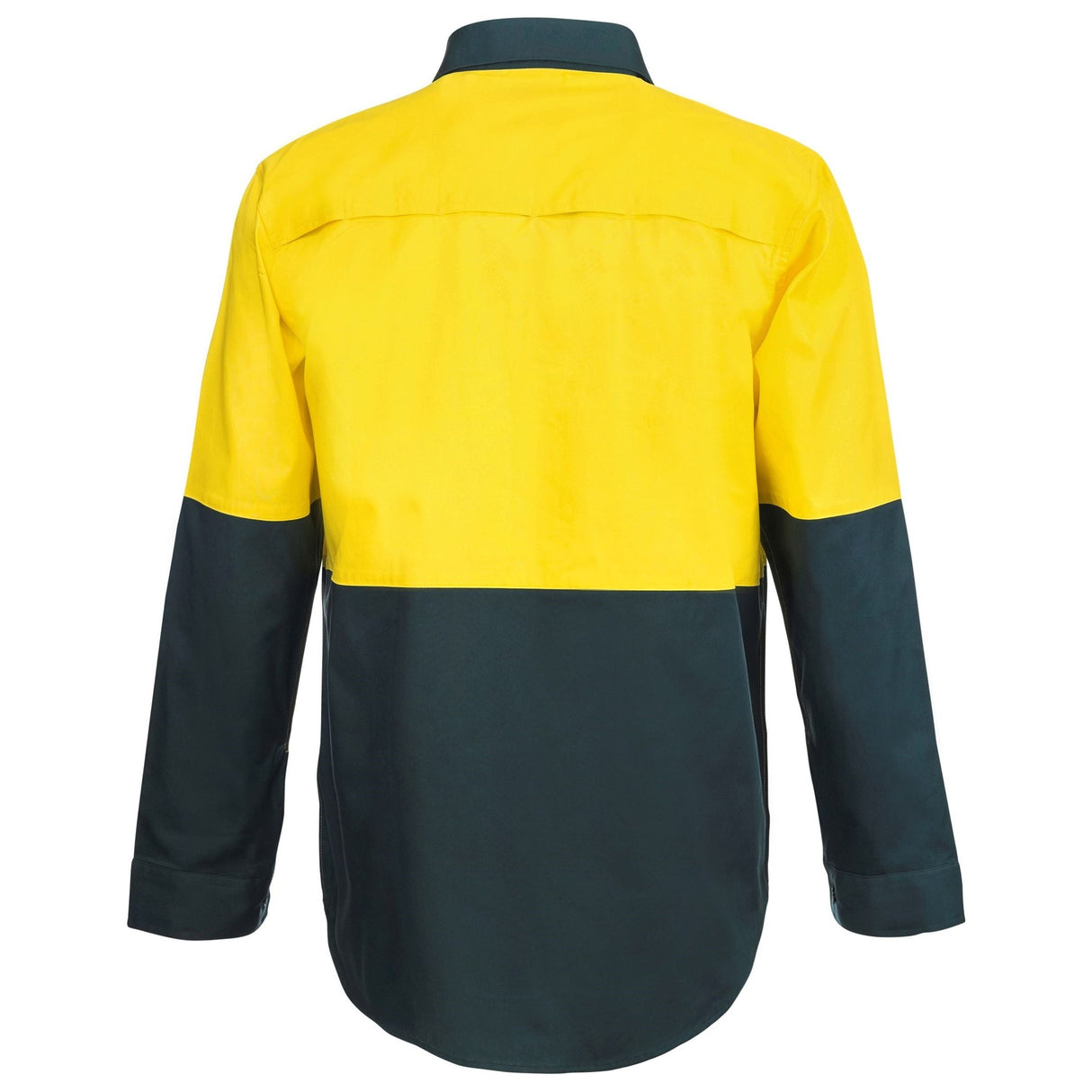 WS4255 Workcraft Lightweight Hi Vis Two Tone Half Placket Vented Cotton Drill Shirt With Semi Gusset Sleeves