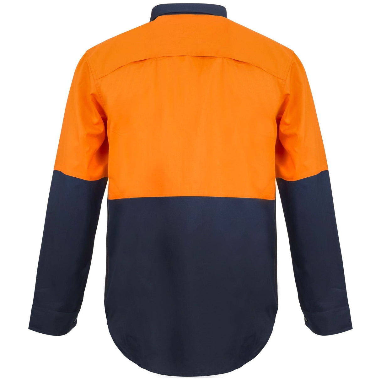 WS4255 Workcraft Lightweight Hi Vis Two Tone Half Placket Vented Cotton Drill Shirt With Semi Gusset Sleeves