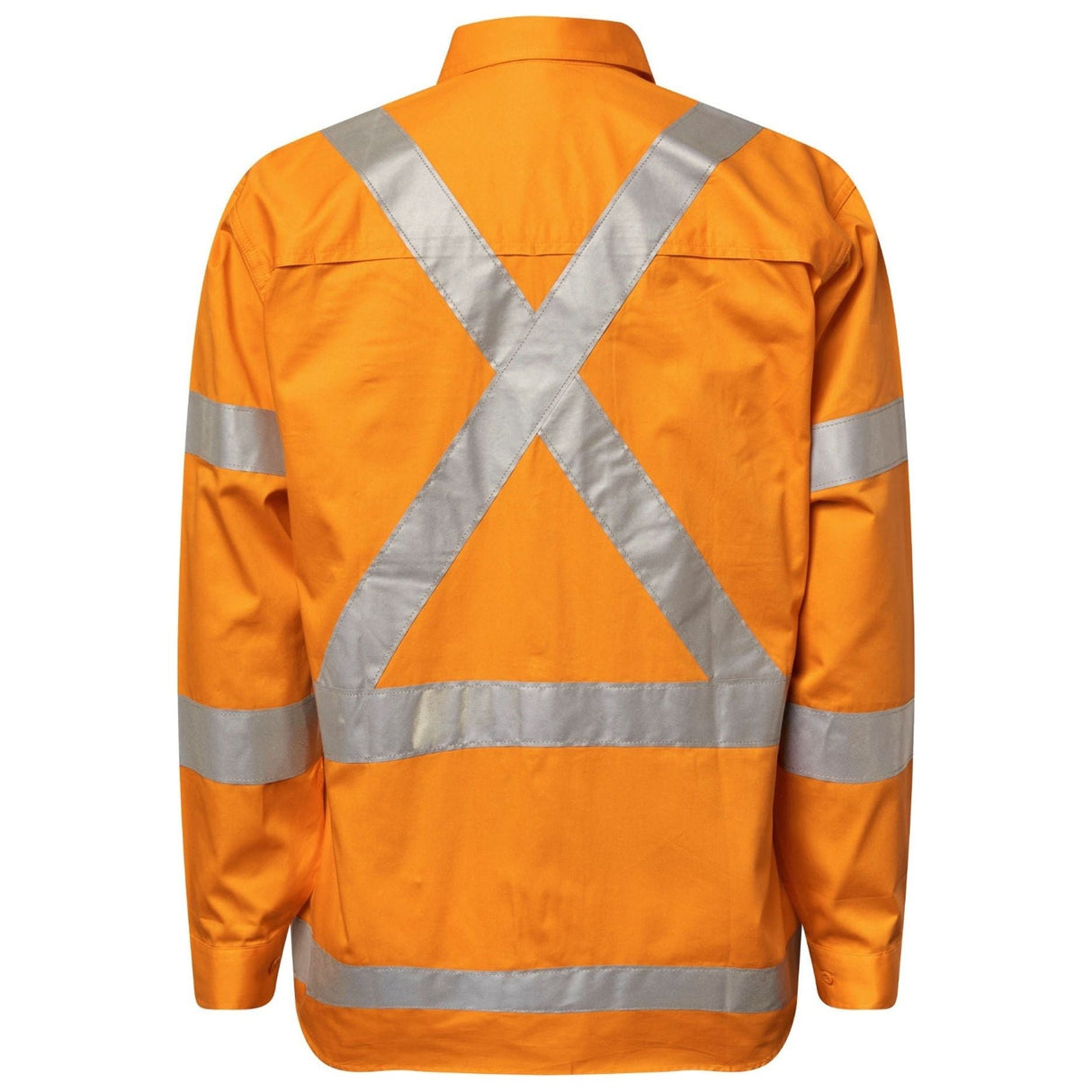 WS6010 Workcraft Lightweight Hi Vis Long Sleeve Vented Cotton Drill Shirt With X Pattern CSR Reflective Tape