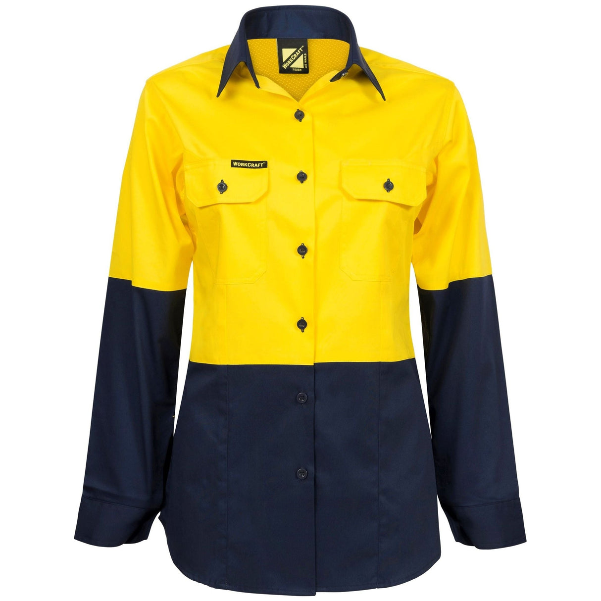 WSL502 Workcraft Ladies Lightweight Hi Vis Long Sleeve Vented Cotton Drill Shirt