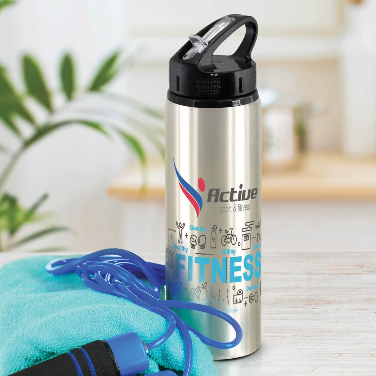 Aluminium Drink bottle w/ Valve Lid 750ml