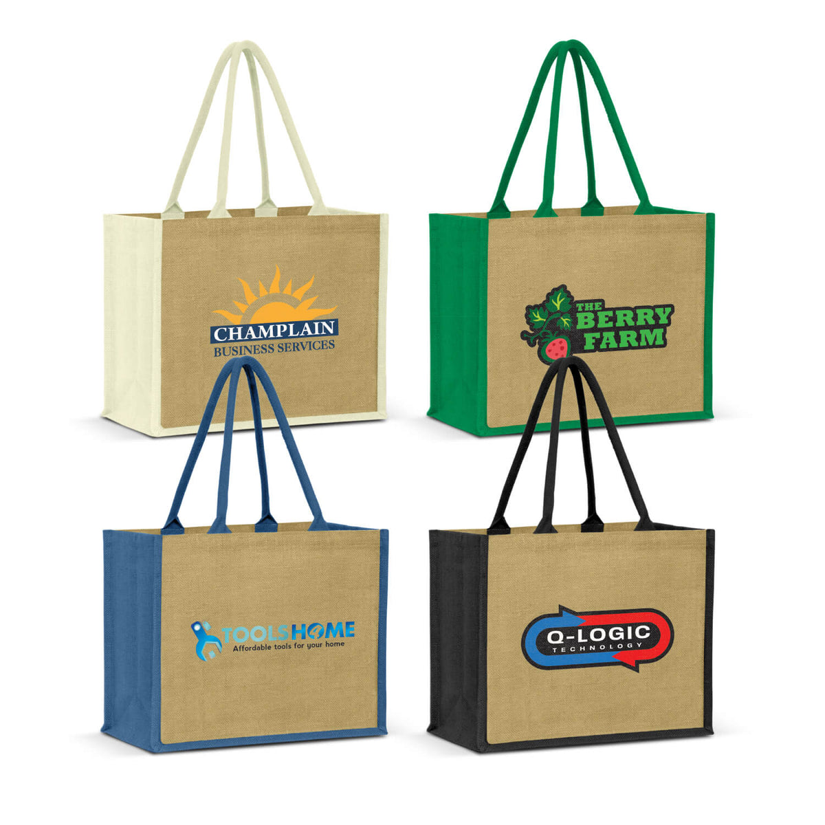 Two Tone Lined Jute Tote main image 0
