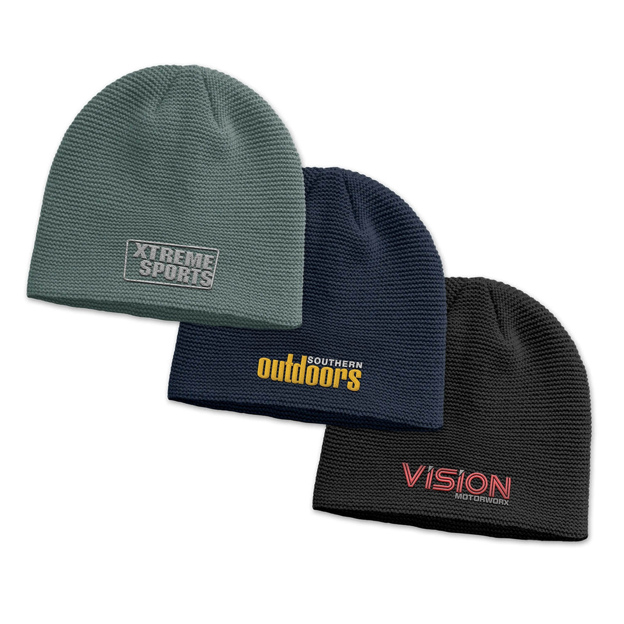 Montana Garter Knit Beanie - Embroidered