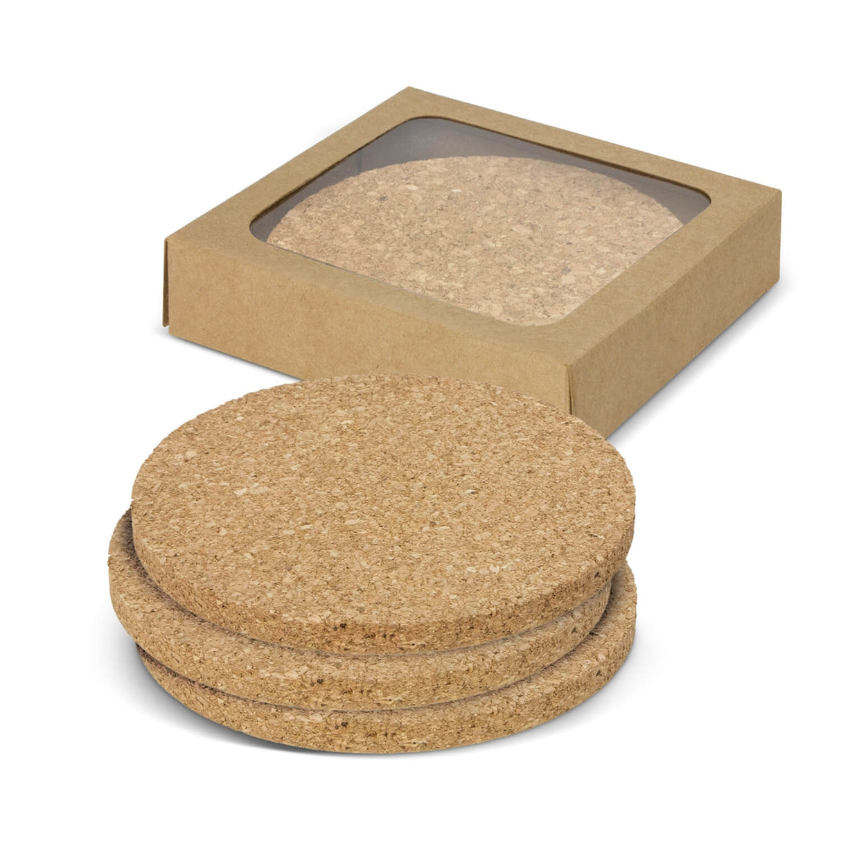 Oak Cork Coaster Round Set of 4