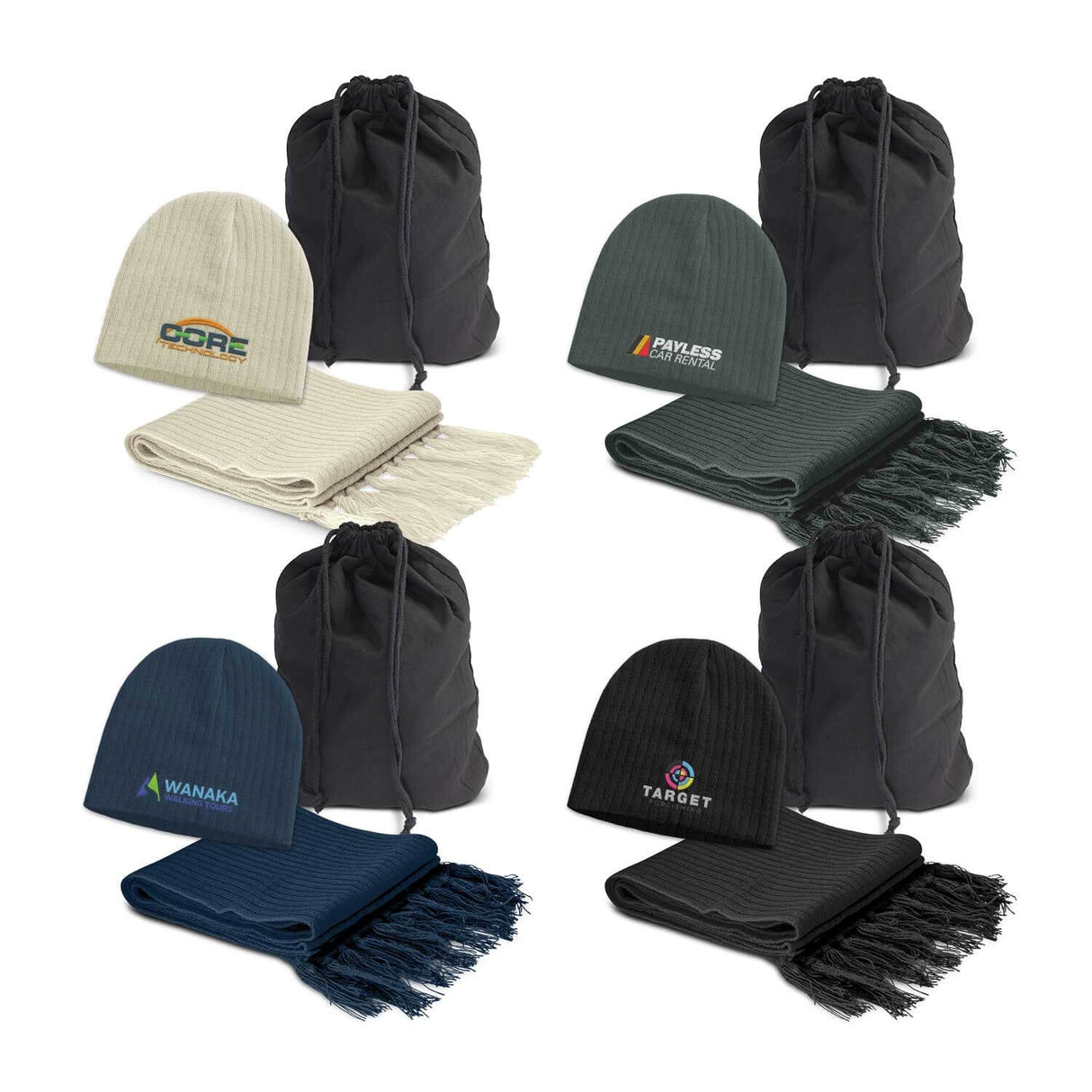 Scarf and Beanie Set - Embroidered