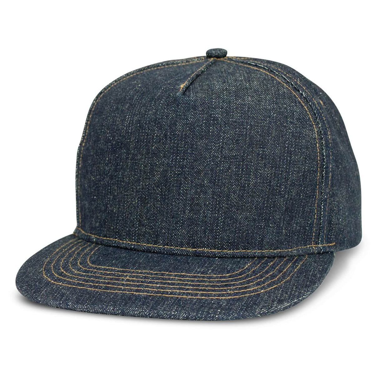 Denim Flat Peak Cap  - Embroidered