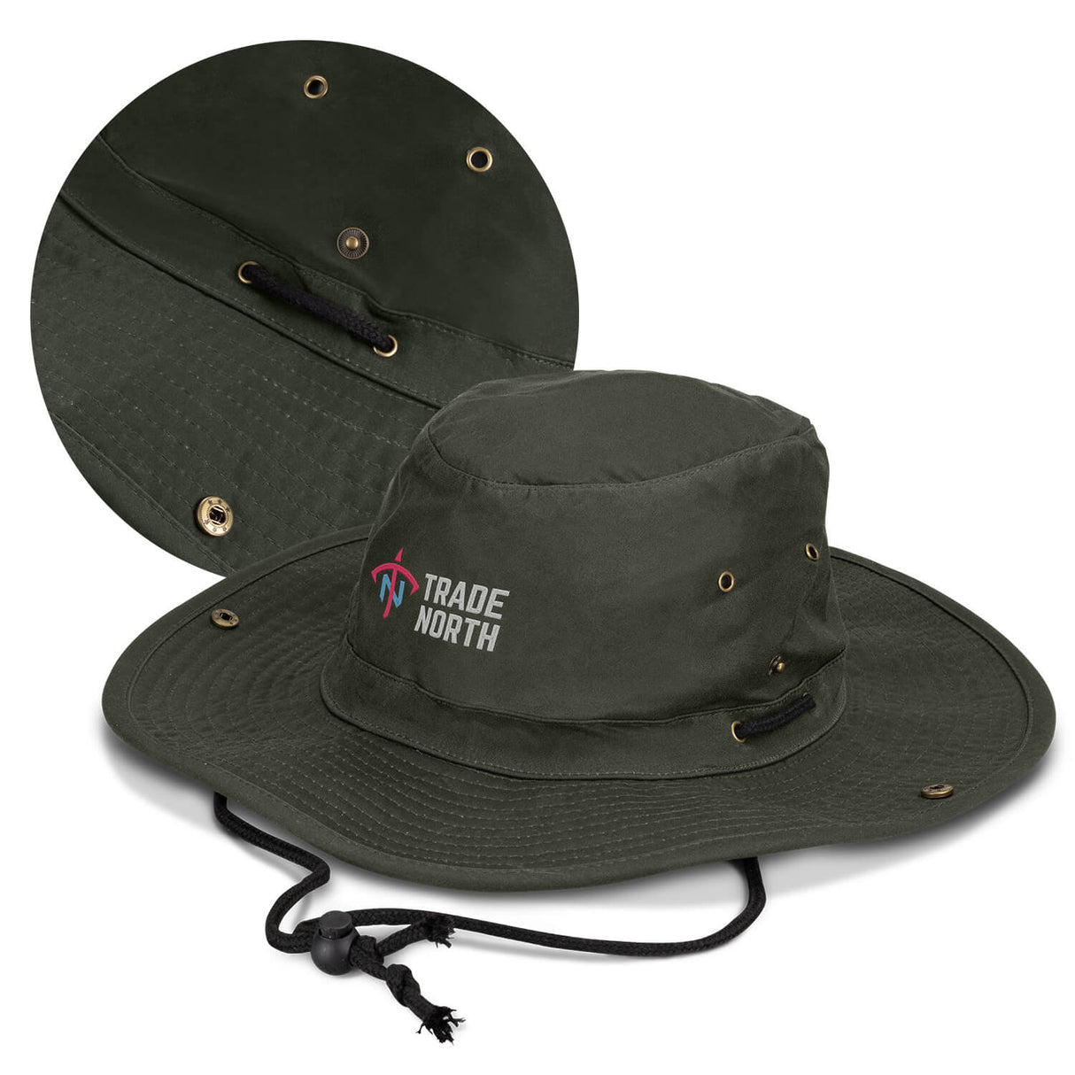 Oilskin Wide Brim Hat - Embroidered