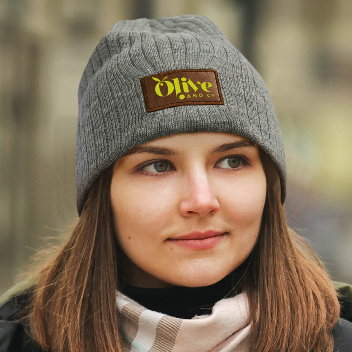 Nebraska Heather Cable Knit Beanie Patch - Printed