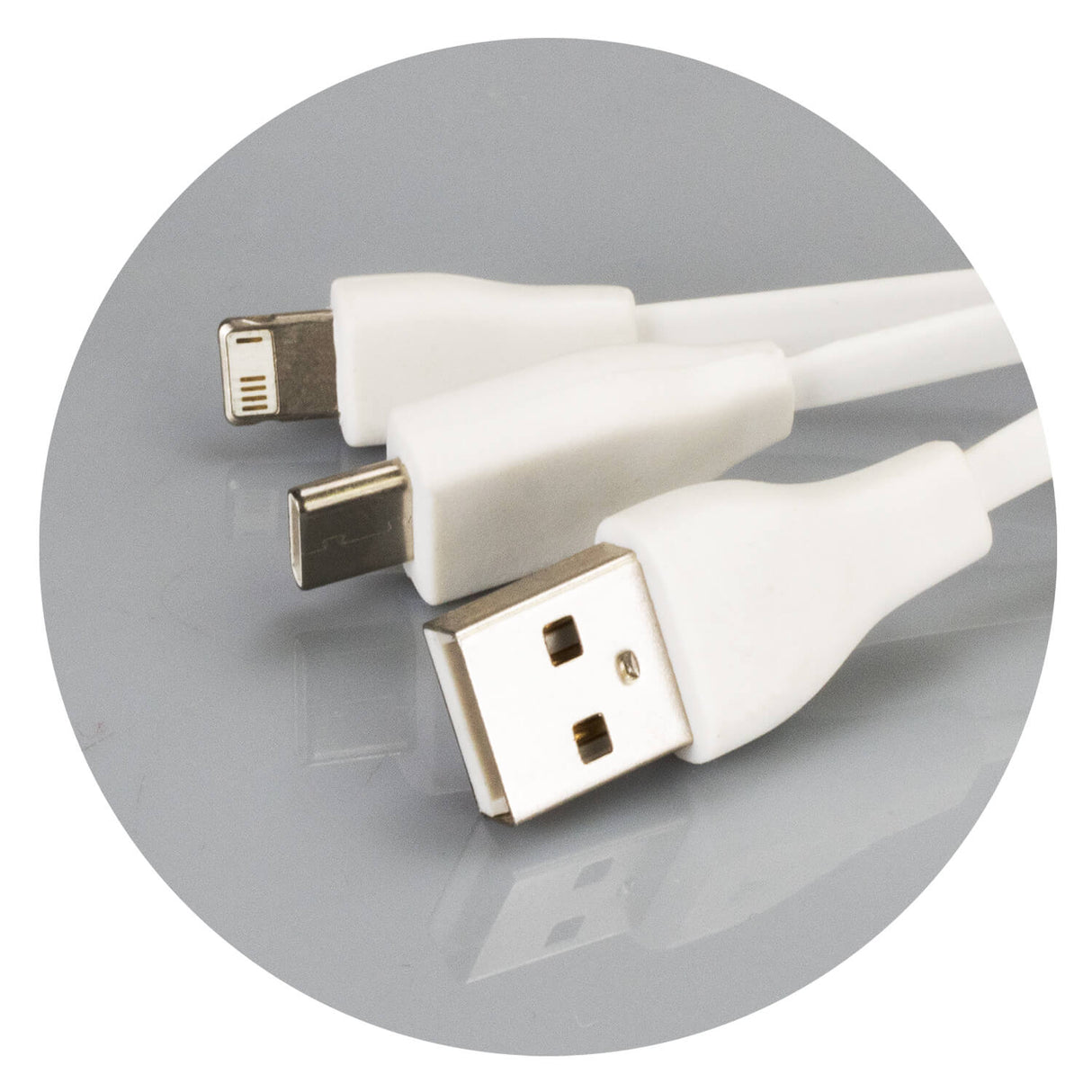 Bamboo Charging Cable Key Ring Rectangle - Printed