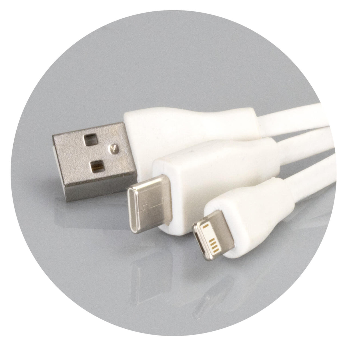 Bamboo Charging Cable Key Ring Round - Printed