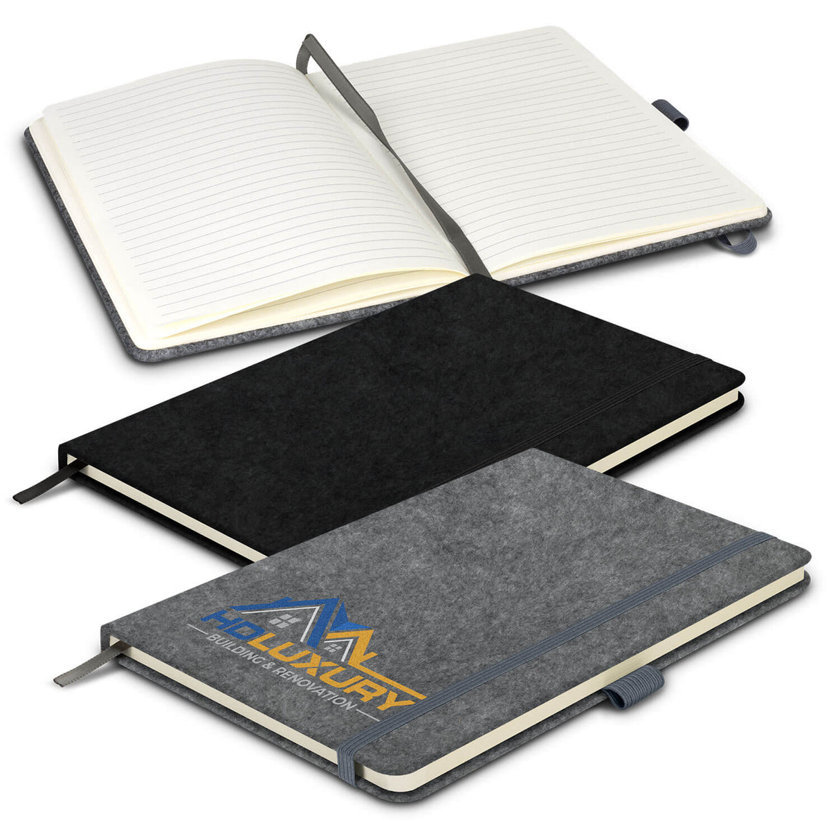 RPET Felt Hard Cover Notebook - Printed
