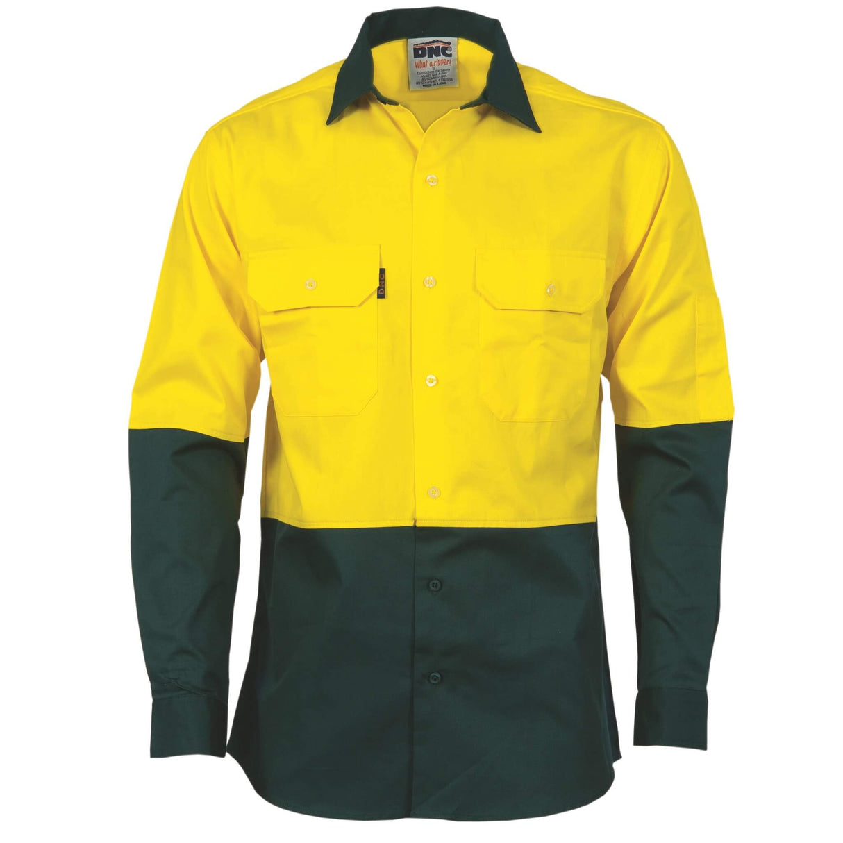 3832 HiVis Two Tone Cotton Drill Shirt Long Sleeve