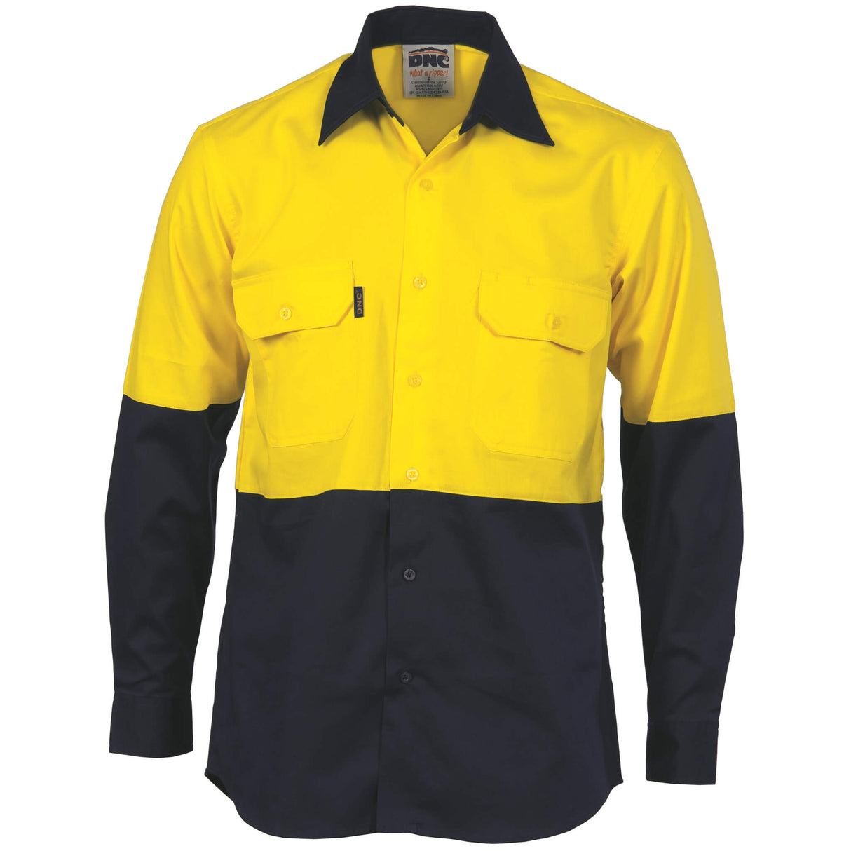 3832 HiVis Two Tone Cotton Drill Shirt Long Sleeve