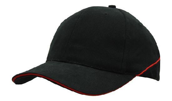 Headwear Brushed Heavy Cotton With Crown Piping And Sandwich (4103)