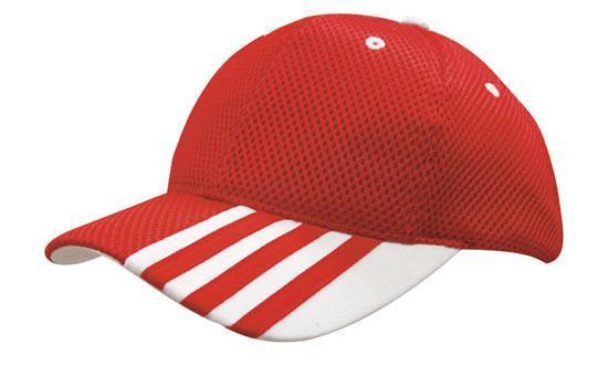 Headwear Sandwich Mesh With Striping On Peak Cap (4109)