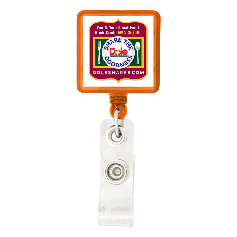 Accent Square Retractable Badge Holder - Printed