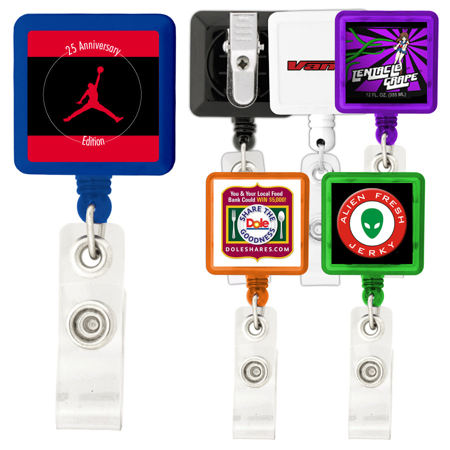 Accent Square Retractable Badge Holder - Printed