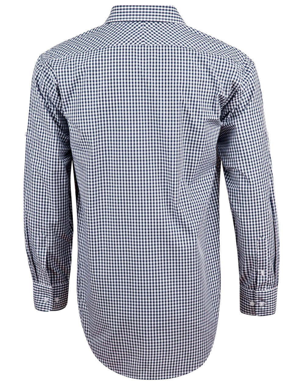 M7300L Men’s Gingham Check Long Sleeve Shirt With Roll-Up Tab Sleeve