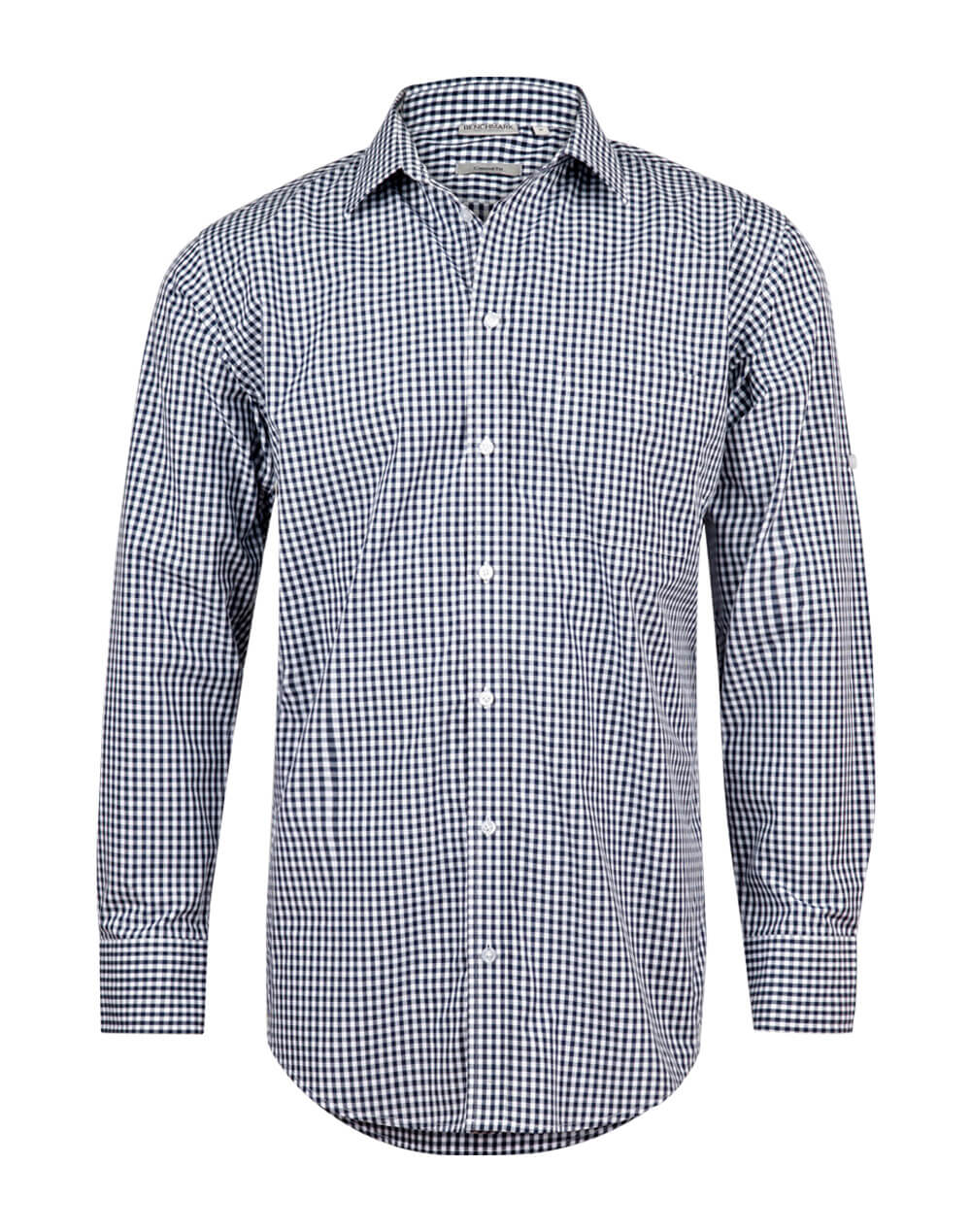 M7300L Men’s Gingham Check Long Sleeve Shirt With Roll-Up Tab Sleeve