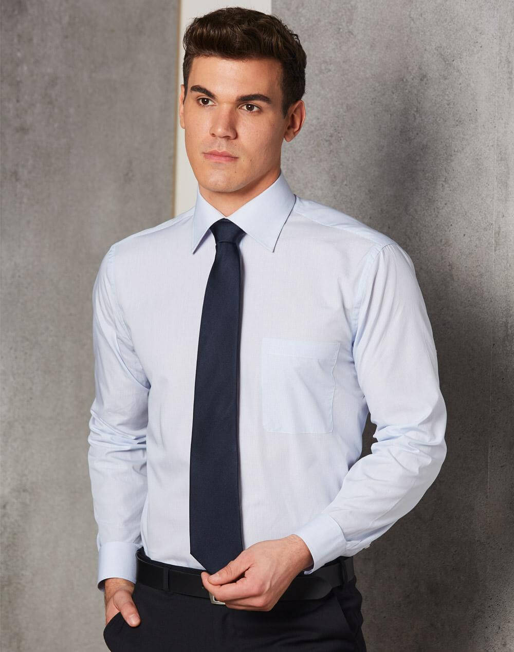M7362 Men’s Mini Check Premium Cotton Long Sleeve Shirt