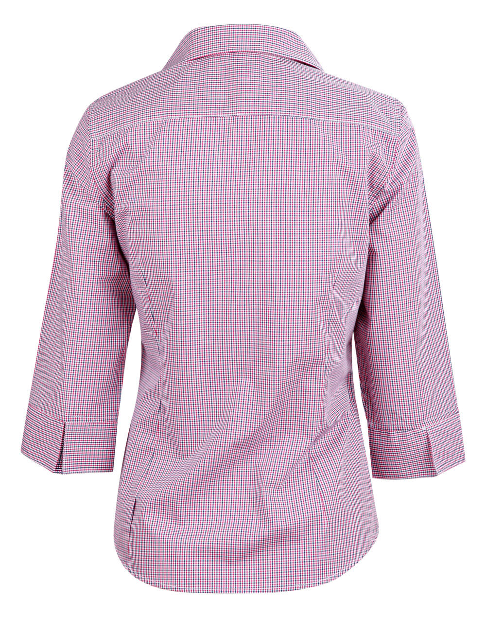 M8340Q Ladies’ Two Tone Mini Gingham 3/4 Shirt