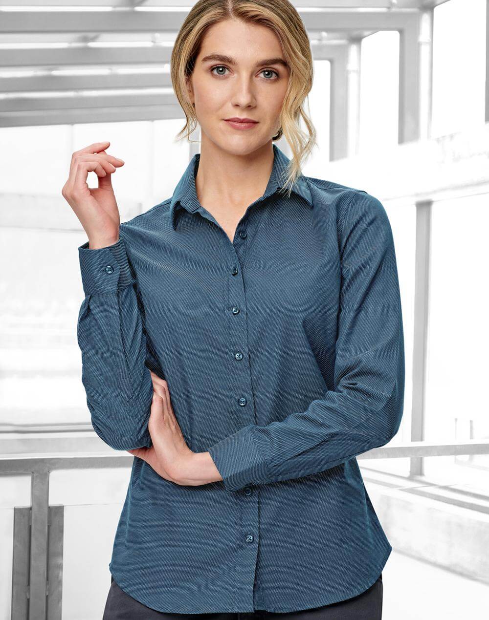 M8400L Ladies Ascot Long Sleeve Stretch Shirt