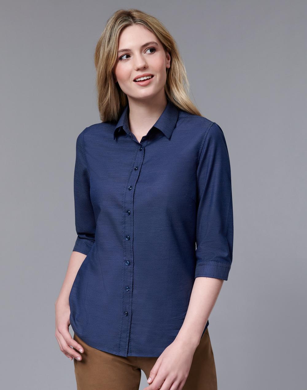 M8400Q Ascot Ladies 3/4 Sleeve Stretch Shirt