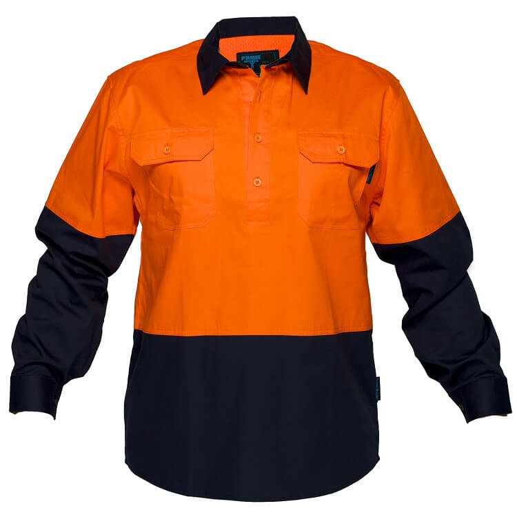 MC801 Hi-Vis Lightweight Long Sleeve Closed Front Shirt - dixiesworkwear