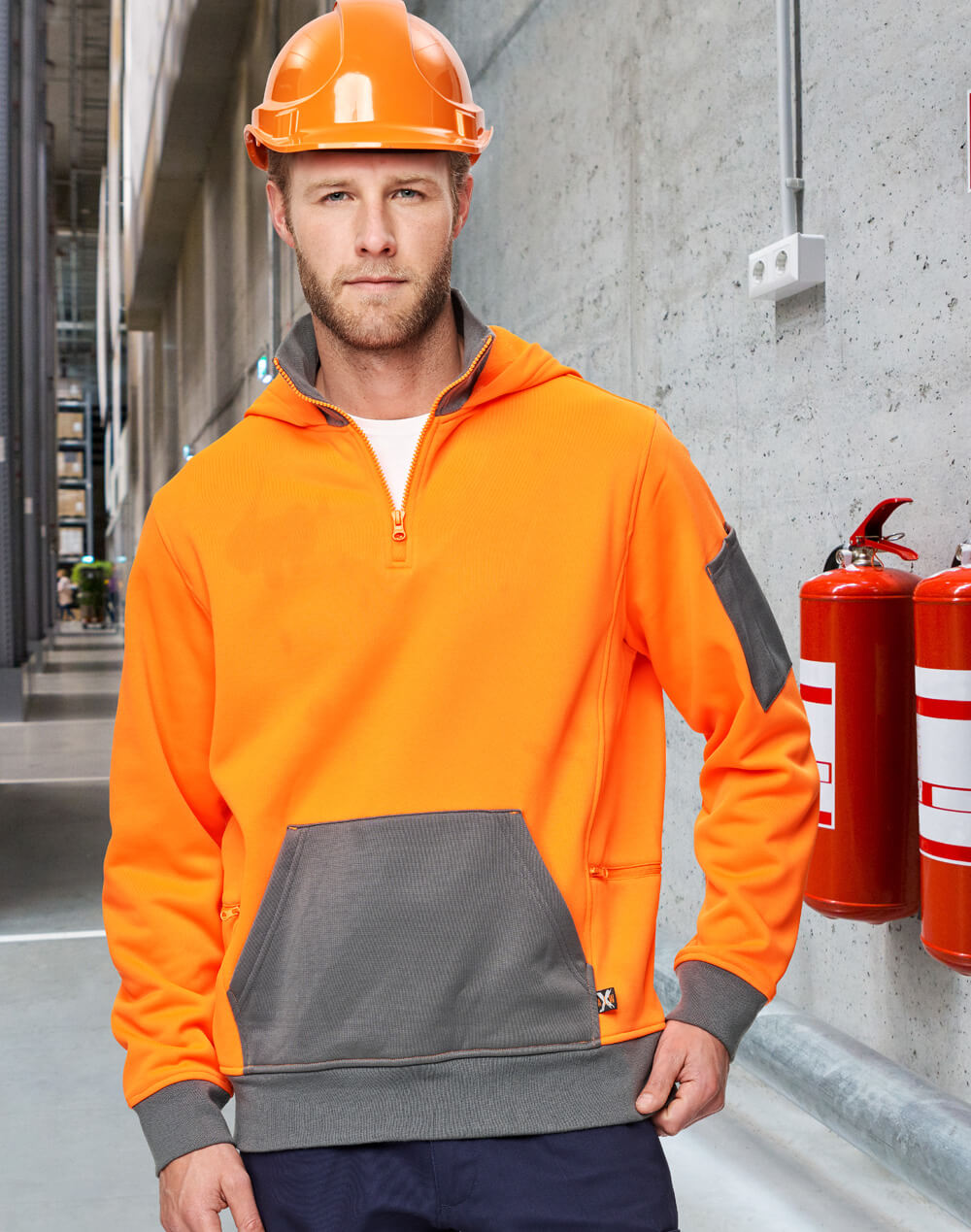 SW78 Unisex Hi Vis 1/2 Zip Premium Fleece Hoodie