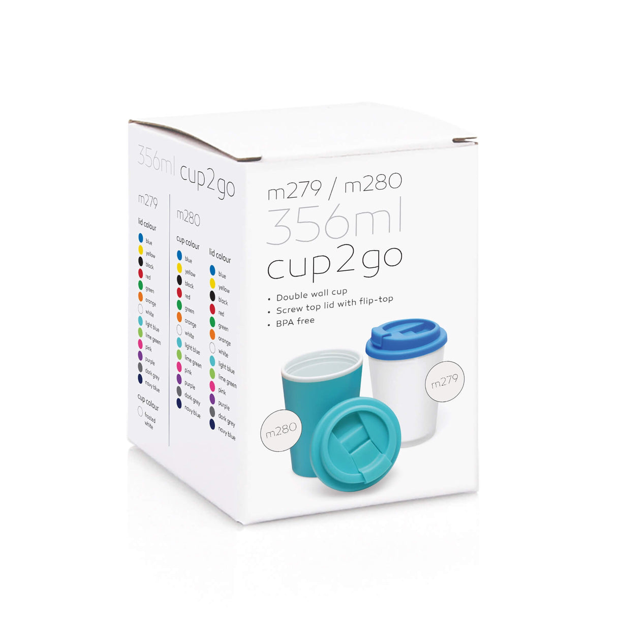 Eco Coffee Cup Plastic Double Wall CUP2GO Frosted 356ML - Printed