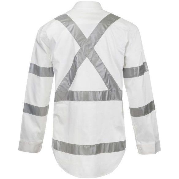 WS3222 Workcraft Hi Vis Long Sleeve Shirt With X Pattern And CSR Reflective Tape -Night Use Only