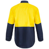 WS3035 Workcraft Hi Vis Long Sleeve Cotton Drill Food Industry Shirt With Press Studs And Spare Pockets