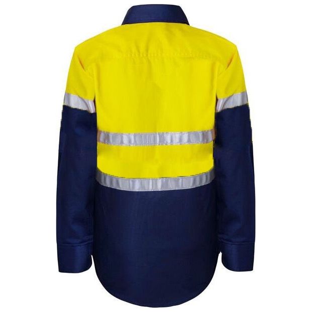 WSK125 Workcraft Kids Lightweight Hi Vis Long Sleeve Reflective Cotton Drill Shirt With Tape (WSK125)