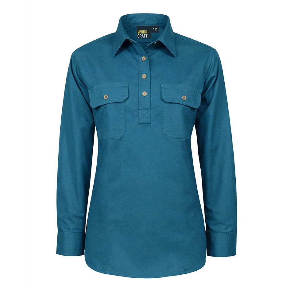 WSL505 Ladies Lightweight Half Placket Shirt - Long Sleeve